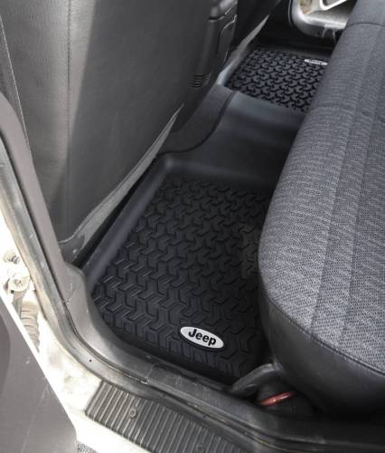 Rugged Ridge - Rugged Ridge All Terrain Floor Liner Rear Black Jeep Logo | 84-01 Cherokee XJ - DMC-12950.19