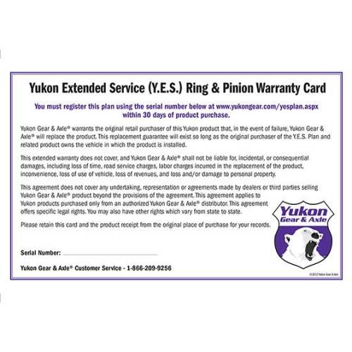 Yukon Gear And Axle - Yukon Extended Service plan for ring & pinion - YESRP