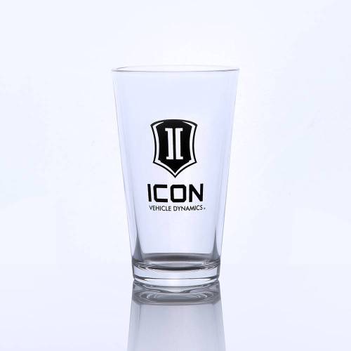 Icon Vehicle Dynamics - ICON Vehicle Dynamics 16OZ PINT GLASS W/STACKED BLACK ICON LOGO - ICON-2140-SL-BL-16OZ
