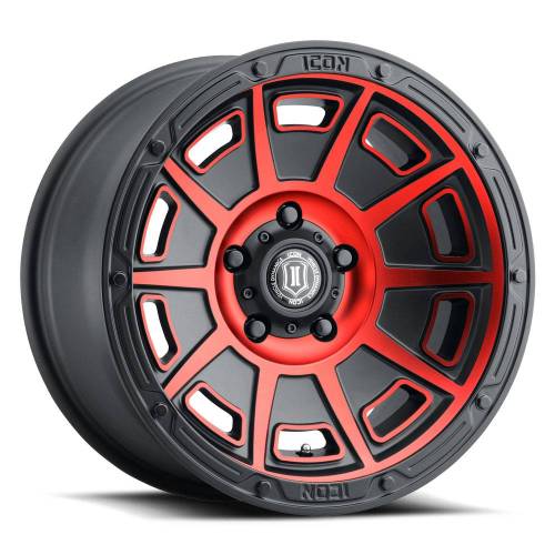 ICON Alloys - ICON ALLOYS VICTORY SAT BLK RED - 17 X 8.5 / 6X135 / 6MM / 5" BS - 3017856350SBRT