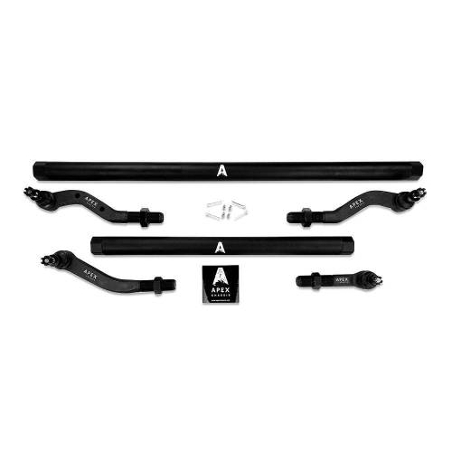 Apex Chassis - Apex Heavy Duty 2.5 Ton Tie Rod & Drag Link Assembly in Black Anodized Aluminum - KIT120-Dana30-NoFlip