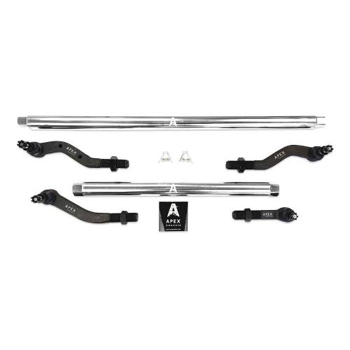 Apex Chassis - Apex Heavy Duty 2.5 Ton Tie Rod & Drag Link Assembly in Polished Aluminum - KIT125-Dana30-NoFlip