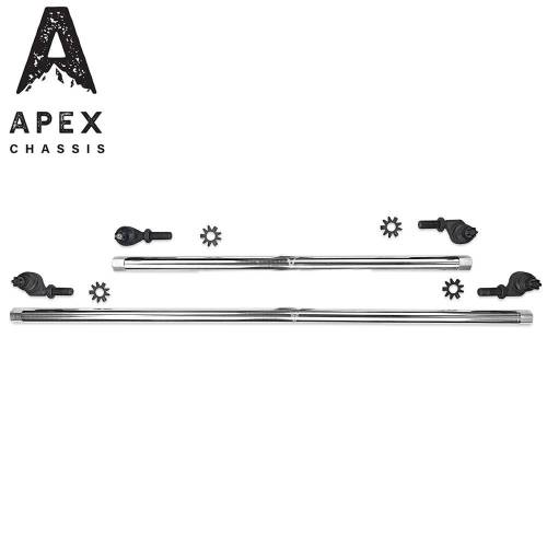 Apex Chassis - Apex Heavy Duty 1 Ton Tie Rod & Drag Link Assembly in Polished Aluminum | 07-18 Jeep Wrangler JK JKU Rubicon Sahara Sport.  - KIT155-NoFlip