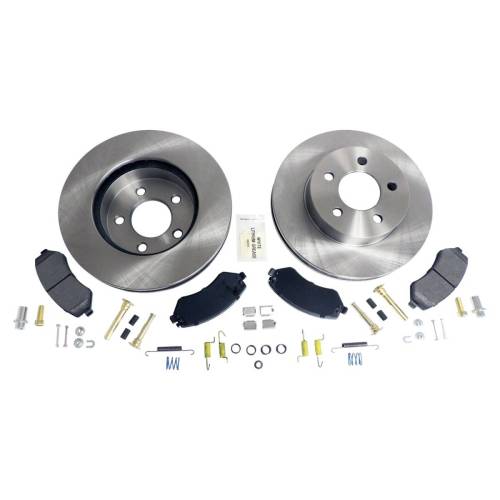 Crown Automotive Jeep Replacement - Crown Automotive Jeep Replacement Front Disc Brake Service Kit for 2002-2007 Jeep KJ Liberty; Includes Pad Set, Rotors, and Hardware - 52128247K