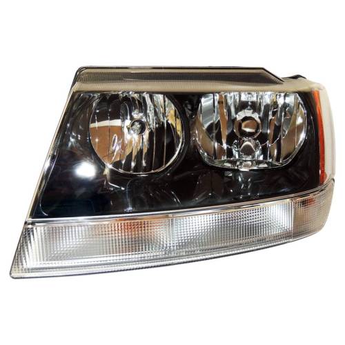 Crown Automotive Jeep Replacement - Crown Automotive Jeep Replacement Left Headlight w/o Headlamp Leveling for Jeep 1/15/2002-2004 WJ Grand Cherokee - 55155129AJ