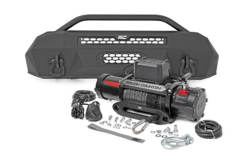 Rough Country - Rough Country Front Bumper - Hybrid - 9500-Lb Pro Series Winch - Synthetic Rope - Toyota Tacoma (16-23) - 10714