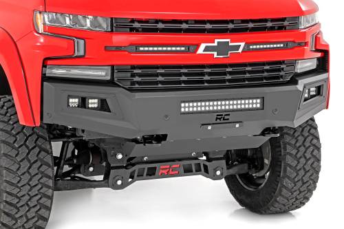 Rough Country - Rough Country High Clearance Front Bumper - LED Lights & Skid Plate - Chevy Silverado 1500 (19-22) - 10757A