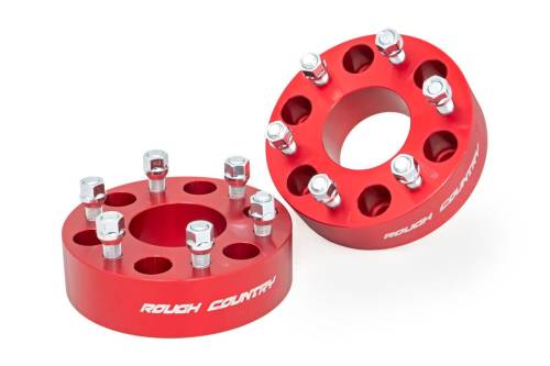 Rough Country - Rough Country 2 Inch Wheel Spacers - 6x5.5 - Red - Chevy/GMC 1500 Truck & SUV (92-21) - 1101RED