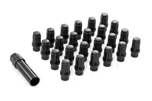 Rough Country - Rough Country M12 x 1.5 Lug Nut Set of 24 - Black - Closed End - Extended Thread - 121524BLET