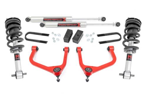 Rough Country - Rough Country 3.5 Inch Lift Kit - Mono Leaf Rear - M1 Struts/M1 - GMC Sierra 1500 (19-24) - 28840RED