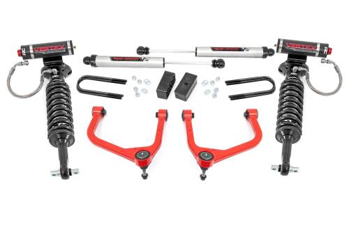 Rough Country - Rough Country 3.5 Inch Lift Kit - Mono Leaf Rear - Vertex/V2 - GMC Sierra 1500 (19-24) - 28857RED