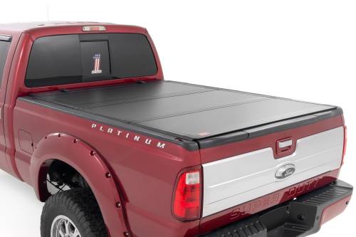 Rough Country - Rough Country Hard Tri-Fold Flip Up Bed Cover - 6'10" Bed - Ford Super Duty (08-16) - 49214651