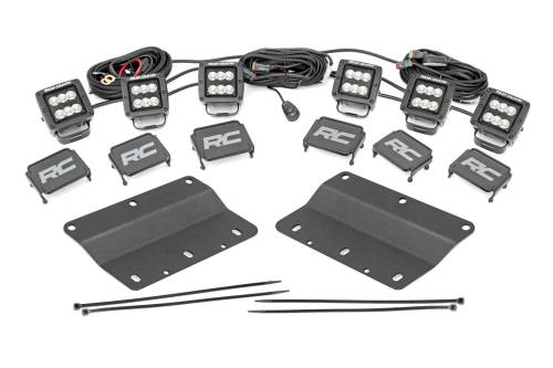 Rough Country - Rough Country LED Light - Fog Mount - Triple 2" Black Pair - Flood - Ford Bronco (21-23) - 51086