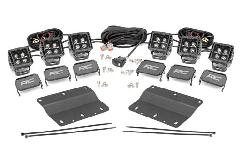 Rough Country - Rough Country LED Light - Fog Mount - Triple 2" Black Pair - White DRL - Ford Bronco (21-23) - 51087