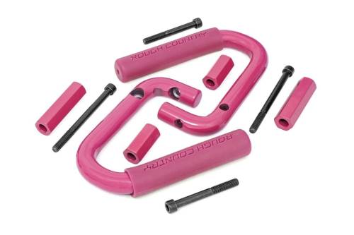 Rough Country - Rough Country Grab Handles - Steel - Front - Pink - Jeep Wrangler JK (2007-2018) - 6501PINK