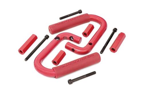 Rough Country - Rough Country Grab Handles - Steel - Front - Red - Jeep Wrangler JK (2007-2018) - 6501RED