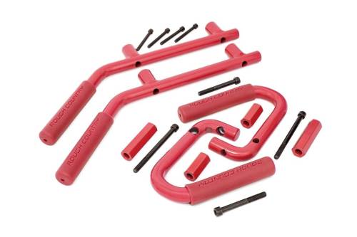 Rough Country - Rough Country Grab Handles - Steel - FR & RR - Red - Jeep Wrangler JK (2007-2018) - 6503RED