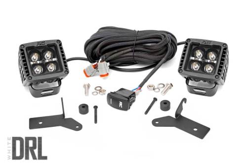 Rough Country - Rough Country Jeep 2-inch LED Lower Windshield Kit (18-21 Wrangler JL, 20-21 Gladiator JT - Black-Series w/ White DRL) - 70052DRL