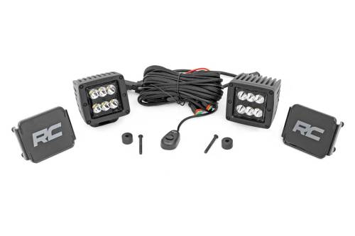 Rough Country - Rough Country LED Light - Cowl Mnt - 2" Black Pair - Jeep Gladiator JT/Wrangler 4xe/Wrangler JL (18-23) - 70062