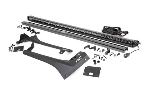 Rough Country - Rough Country Jeep 50-inch Straight LED Light Bar Upper Windshield Kit w/ Single-Row Black Series LED (20-22 Gladiator JT, 18-22 Wrangler JL) - 70065