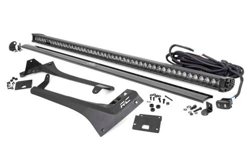 Rough Country - Rough Country Jeep 50-inch Straight LED Light Bar Upper Windshield Kit w/ Single-Row Black Series LED - White DRL (20-22 Gladiator JT, 18-22 Wrangler JL) - 70066