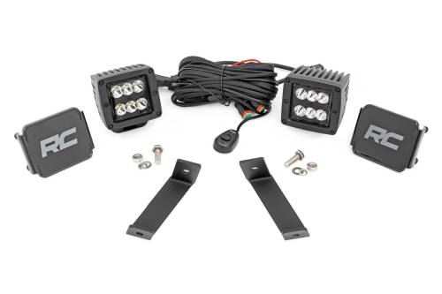 Rough Country - Rough Country LED Light Kit - Ditch Mount - 2" Black Pair - Spot - Jeep KL (14-21) - 70078