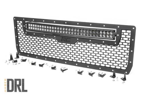 Rough Country - Rough Country Mesh Grille - 30" Dual Row LED - Black - Amber DRL - GMC Sierra 1500 (14-15) - 70190BDA