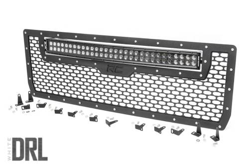 Rough Country - Rough Country Mesh Grille - 30" Dual Row LED - Black - White DRL - GMC Sierra 1500 (14-15) - 70190DRL