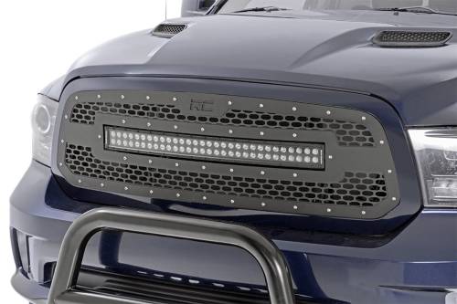 Rough Country - Rough Country Mesh Grille - 30" Dual Row LED - Black - Ram 1500 2WD/4WD (13-18 & Classic) - 70199