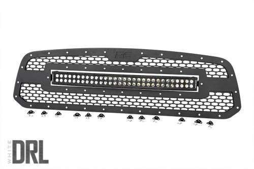 Rough Country - Rough Country Mesh Grille - 30" Dual Row LED - Black - White DRL - Ram 1500 (13-18 & Classic) - 70199DRL