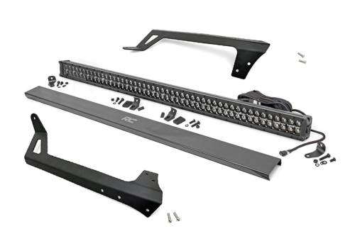 Rough Country - Rough Country LED Light - Windshield Mnt - 50" Black Dual Row - White DRL - Jeep Wrangler JK (07-18) - 70504BLDRL