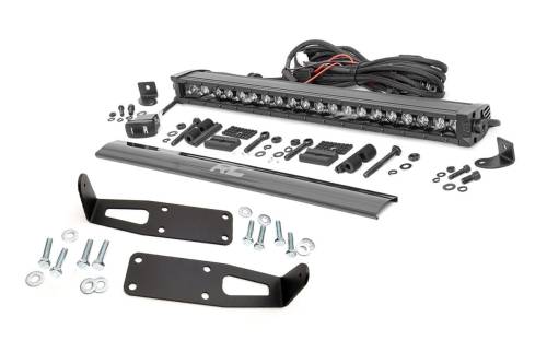 Rough Country - Rough Country LED Light - Bumper Mnt - 20" Black Single Row - White DRL - Ram 2500 (10-18) - 70568BLDRL