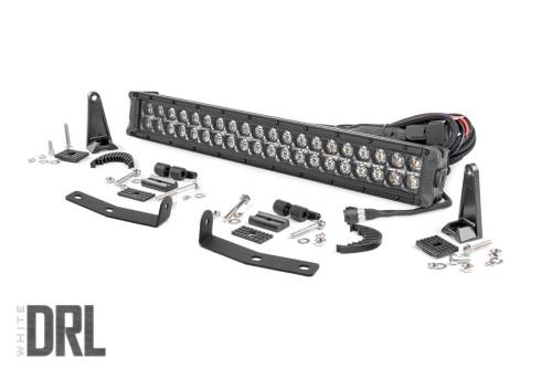 Rough Country - Rough Country LED Light - Bumper Mount - 20" Black Dual Row - White DRL - Nissan Titan XD (16-21) - 70645DRL