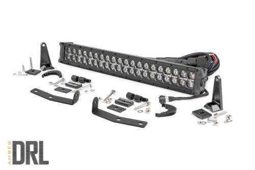 Rough Country - Rough Country LED Light - Bumper Mount - 20" Black Dual Row - Amber DRL - Nissan Titan XD (16-21) - 70645DRLA