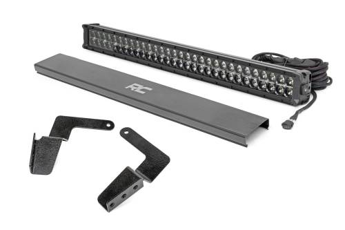 Rough Country - Rough Country LED Light - Bumper Mount - 30" Black Dual Row - White DRL - Toyota FJ Cruiser (07-14) - 70652DRL