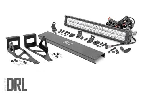 Rough Country - Rough Country LED Light - Bumper Mount - 20" Chrome Dual Row - White DRL - Ford Super Duty (05-07) - 70664DRL