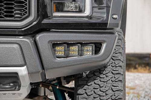 Rough Country - Rough Country LED Light - Fog Mount - Triple 2" Black Pair - Ford Raptor (17-20) - 70700