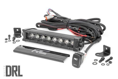 Rough Country - Rough Country Black Series LED Light Bar - Cool White DRL - 8 Inch - Single Row - 70718BLDRL