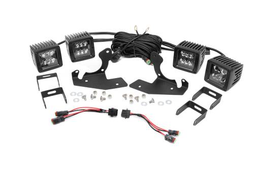 Rough Country - Rough Country LED Light - Fog Mount - Dual 2" Black Pairs - Chevy Silverado 1500/2500HD/3500HD 2WD/4WD - 70762