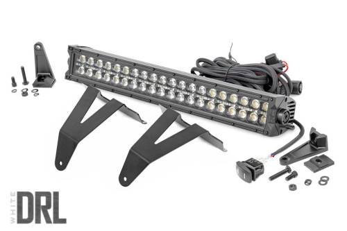 Rough Country - Rough Country LED Light - Bumper Mount - 20" Black Dual Row - White DRL - Ram 1500 (19-23) - 70779DRL