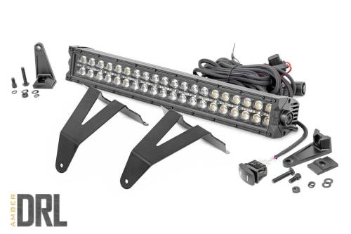 Rough Country - Rough Country LED Light - Bumper Mount - 20" Black Dual Row- Amber DRL - Ram 1500 (19-23) - 70779DRLA