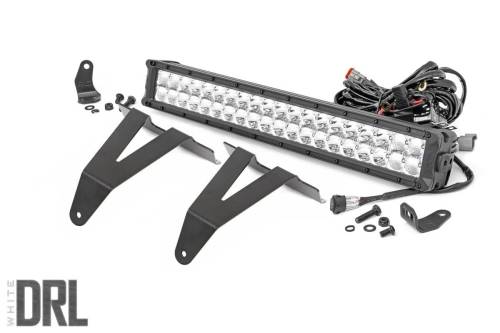 Rough Country - Rough Country LED Light - Bumper Mount - 20" Chrome Dual Row - White DRL - Ram 1500 (19-23) - 70780