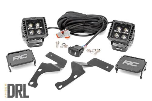 Rough Country - Rough Country LED Light - Ditch Mount - 2" Black Pair - Amber DRL - Toyota 4Runner (10-23) - 70798