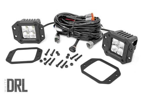 Rough Country - Rough Country Chrome Series LED Light Pair - 2 Inch - Flush Mount - White DRL - 70803DRL