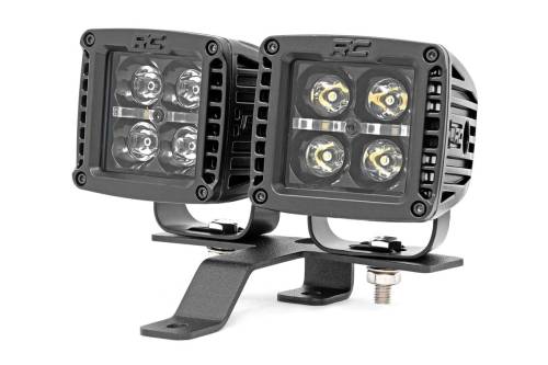 Rough Country - Rough Country Jeep Quad LED Light Pod Kit - Black Series w/ White DRL (18-22 JL / 20-22 Gladiator) - 70824