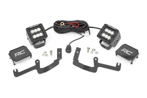 Rough Country - Rough Country LED Light - Ditch Mount - 2" Black Pair - Flood - Chevy Silverado 1500 (19-23) - 70842