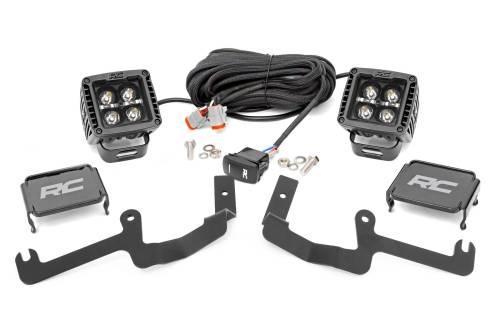 Rough Country - Rough Country LED Light - Ditch Mount - 2" Black Pair - White DRL - Chevy Silverado 1500 (19-23) - 70843