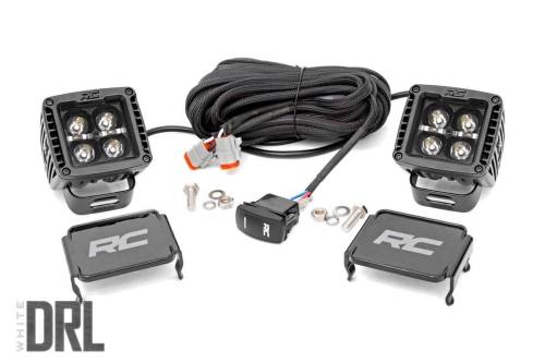 Rough Country - Rough Country Black Series LED Light Pair - 2 Inch - White DRL - 70903BLKDRL
