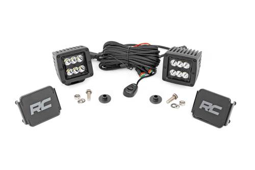 Rough Country - Rough Country LED Light - Ditch Mount - 2" Black Pair - Spot Pattern - Ford Bronco (21-23) - 71047