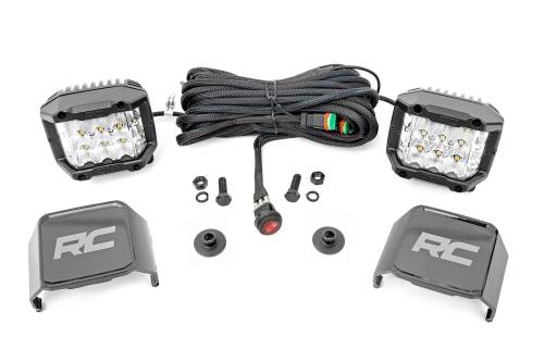 Rough Country - Rough Country LED Light - Ditch Mount - 2" Chrome Pair - Wide - Ford Bronco (21-23) - 71050